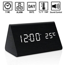 Triangular Wood Digital Blue LED Alarm