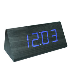 Triangular Wood Digital Blue LED Alarm
