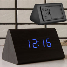 Triangular Wood Digital Blue LED Alarm